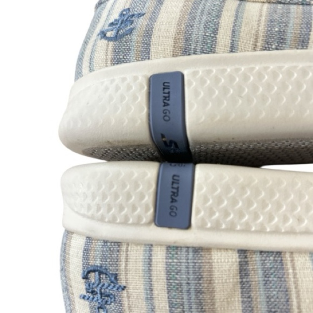 Skechers On The Go Guide Ultra Seashore Shoe Nautical Blue Stripe Boat Shoe - Picture 6 of 7